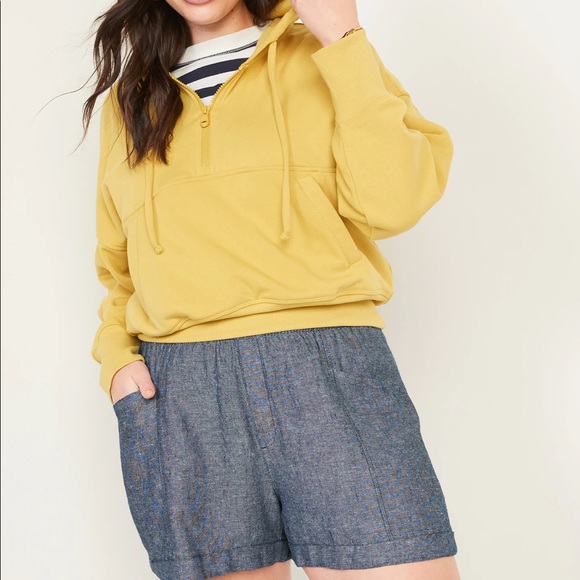 NWT OLD NAVY High-Waisted Linen-Blend Shorts 3.5-inch inseam Chambray Blue - Picture 4 of 9